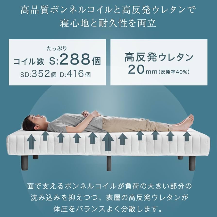 Amazon｜タンスのゲン 脚付きマットレス シングル【実用新案登録